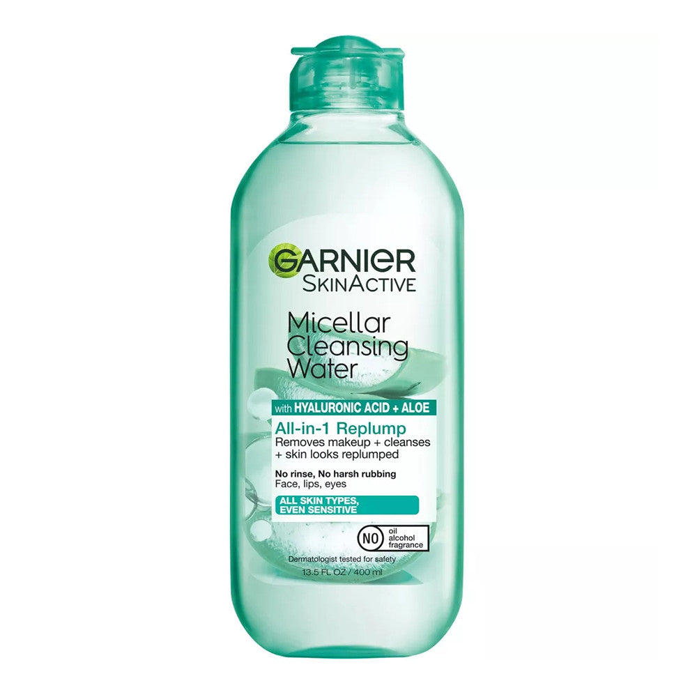 Garnier SkinActive Micellar Cleansing Water, All In 1 Hydrating and Replumping Makeup Remover, 13.5 Oz